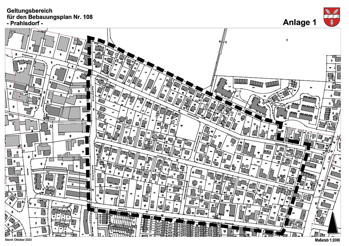 Geltungsbereich des Bebauungsplanes Nr. 108 „Prahlsdorf“ der Stadt Reinbek